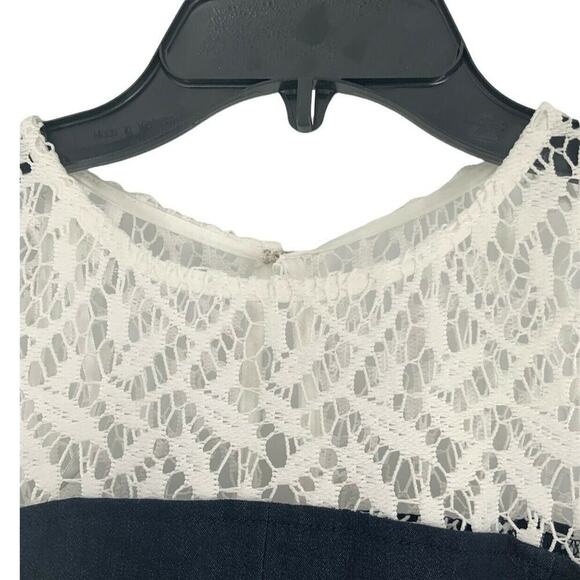 Studio One Dress Women Size 6 Embroidered Sheer Neckline Knee Length Back Zipper - Picture 7 of 10